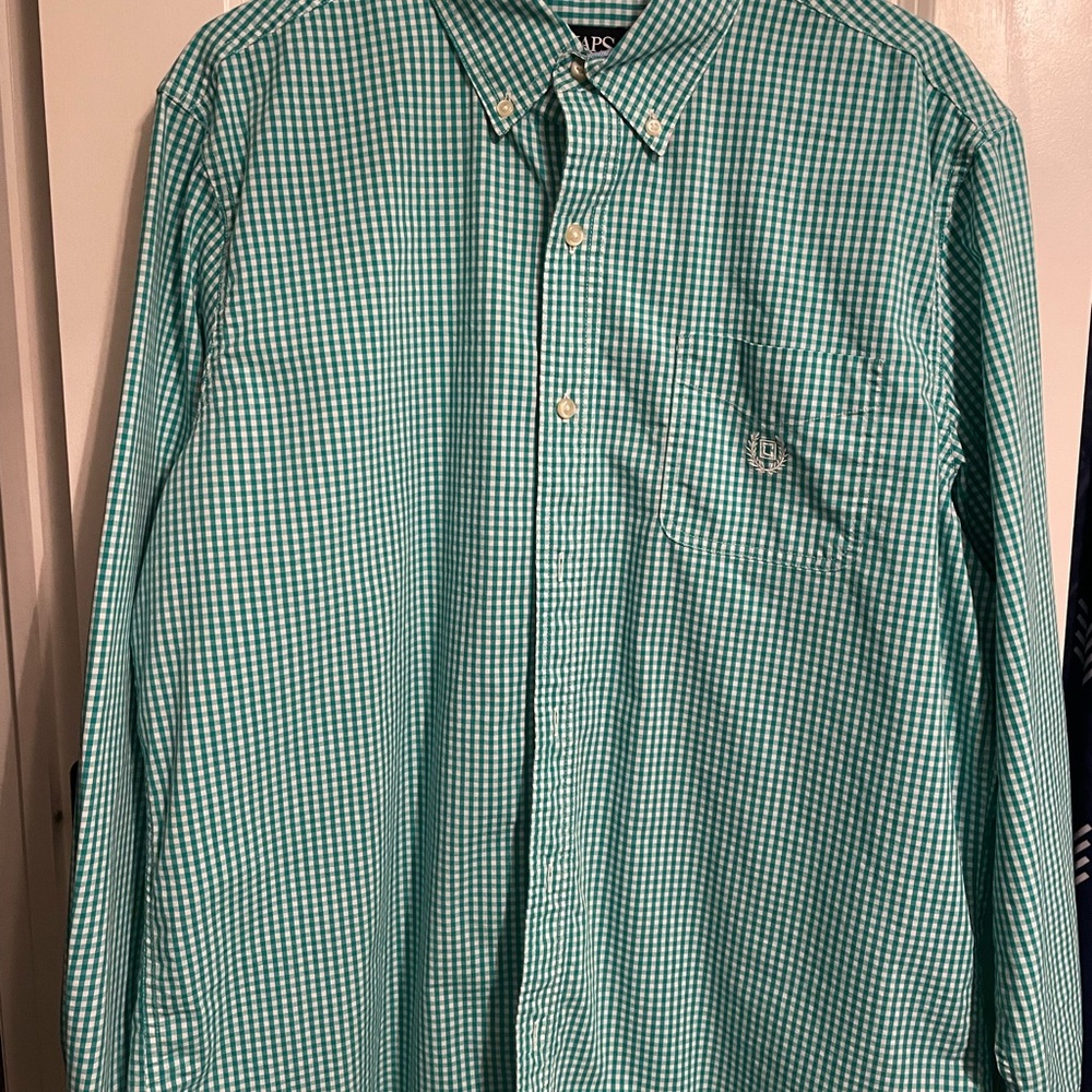 Chaps Gingham Teal shirt